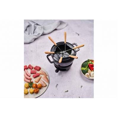 Fontestic Set Fondue Black D18cm Fonte Avec 6 Fourchettes 