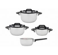 Cascade Set 7pcs Kookpot 16-20-24cm - Deksels Met Gietrand - Sauspan 16cm 