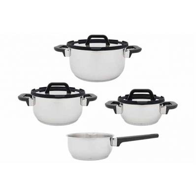 Cascade Set 7pcs Kookpot 16-20-24cm - Deksels Met Gietrand - Sauspan 16cm 