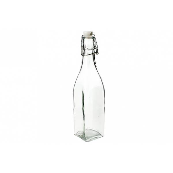 Fles Met Stop Stop Wit 0,56l 6,3x6,3xh27 Cm Vierkant Glas 