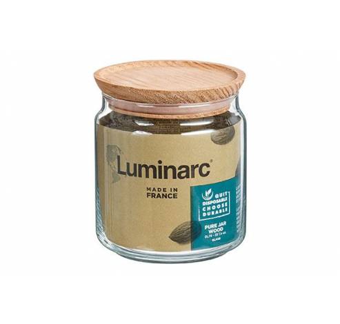 Pure Jar Voorraadpot Houten Deksel 0,75l Durable  Luminarc