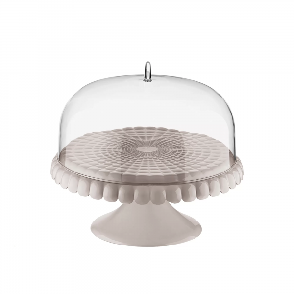 SMALL CAKE STAND WITH DOME TIFFANY CLEAR Taupe 