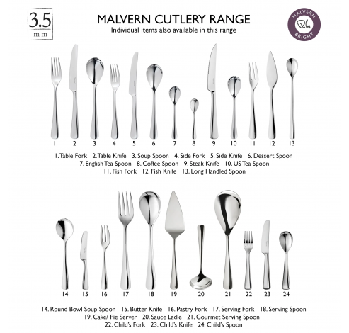 Malvern set van 8 koffielepels uit rvs 10.4cm  Robert Welch