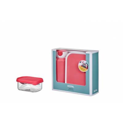 Campus Giftset (pop-up drinkfles, lunchbox, fruitbox) - pink  Mepal