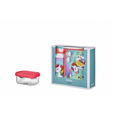 Campus Giftset (pop-up drinkfles, lunchbox, fruitbox) Unicorn  Mepal