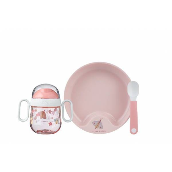 set babyservies mio 3-delig - flowers & butterflies 