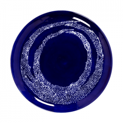 FEAST Bord L Ø26.5cm H2cm Lapis Lazuli blauw/swirl dots wit 