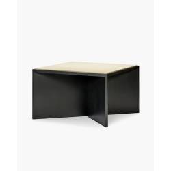 TAFEL KUBÉ 1 L124 x B124 x H76,5 CM EIK ZWART GEBEITST / TOP EIK CREME 