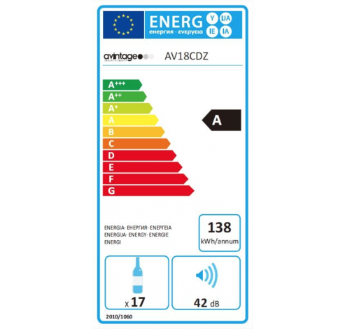 AV18CDZ Wijnserveerkast 17 flessen  Avintage