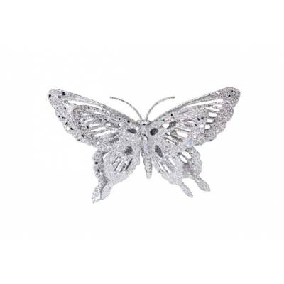 Papillon Brill  Clip 15x11cm Argent  