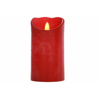 Bougie Cylindere Led Rouge D8xh15cm Excl. 2aa Batteries 