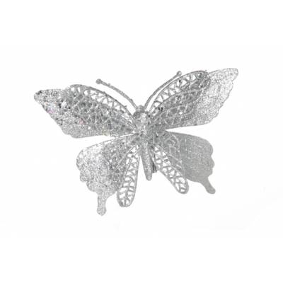 Papillon Clip Scintill Argent 15cm  