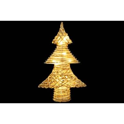 Kerstboom Vlechtwerk Wit 34x8x50cm Glitter Excl. 3xaa Batterij 