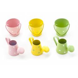Cosy @ Home Emmer-gieter Set6 Metaal 3x5cmin Polybag Mix Kleuren Groen-roze-geel 