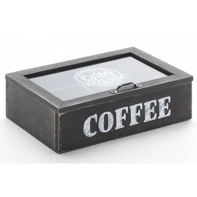 Koffiedoos Zwart Hout 24x16xh7cm Quality First Class 