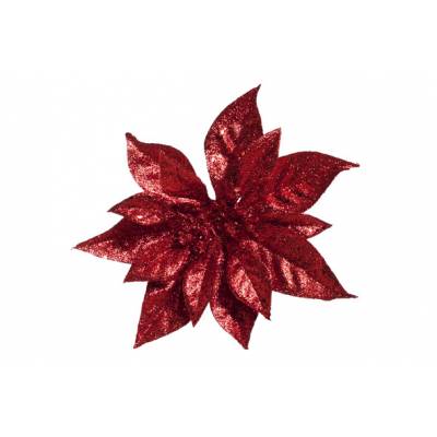 Kerstroos Clip Glitter Rood D18cm   Cosy @ Home