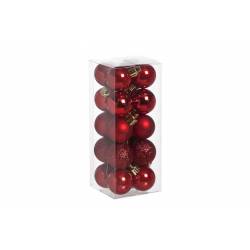 Cosy @ Home Boule Incassable Set20 Rouge D3cm Mix Brillant - Scintillant - Perle -mat 
