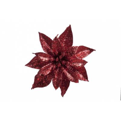 Kerstroos Clip Glitter Rood D8cm   Cosy @ Home