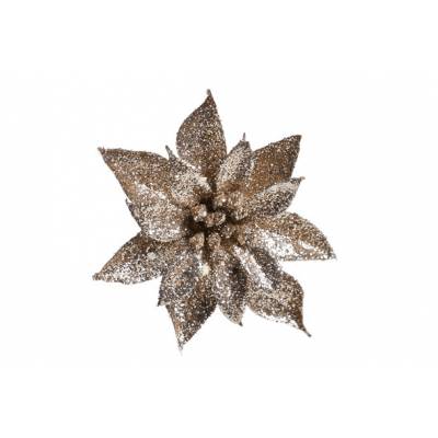 Kerstroos Clip Glitter Champagne D8cm   Cosy @ Home