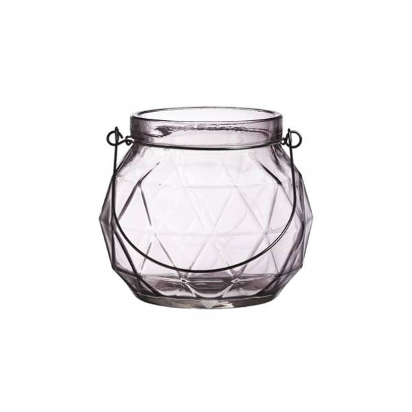 Lantaarn Geometr Glas Mauve 12.3x12x10.5  