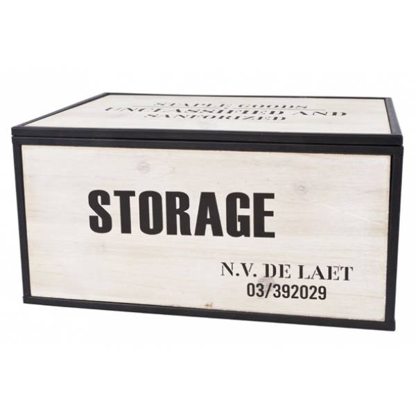 Storage Box  Zwart Hout 34x24xh18cm  