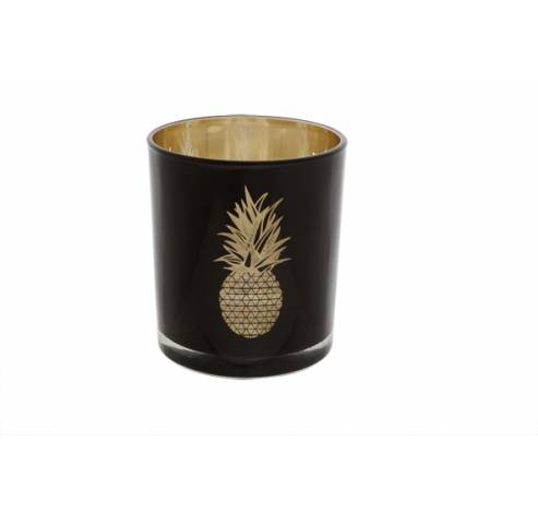 Bougeoir Verre Ananas Noir-or D8.5x10cm   Cosy @ Home