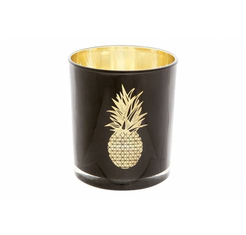 Bougeoir Verre Ananas Noir-or D8.5x10cm   Cosy @ Home
