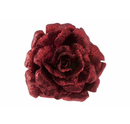 ROOS OP CLIP GLITTER KERSENROOD D12CM  Cosy @ Home