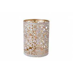 Cosy @ Home THEE-LICHTHOUDER D17XH12CM GOUD WITWASH 