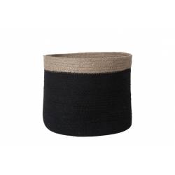 Cosy @ Home Jaro Mand Jute Zwart-natuur  Rond 25xh20  