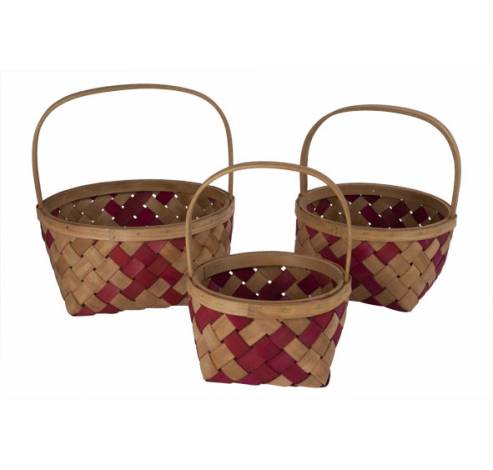 DRAAGMAND SET3 HOUT NAT.ROOD 32X32X16CM  Cosy @ Home