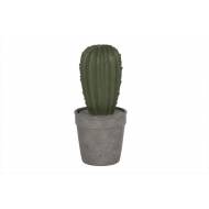Cactus Groen In Grijze Pot D12xh26cm Resine 