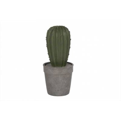 Cactus Groen In Grijze Pot D12xh26cm Resine 