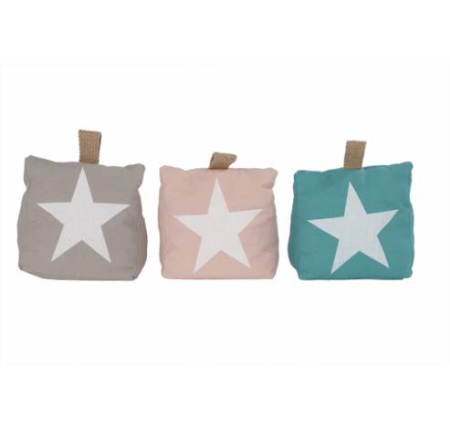 Deurstop Star 3ass 18x12xh18cm Roze - Grijs - Turquoise  Cosy @ Home