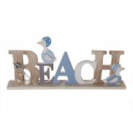 Beach Deco Lettres Bleu Bois 40x5xh17cm  