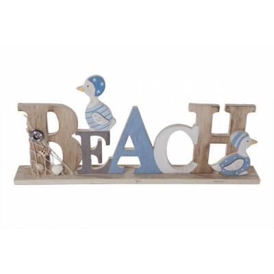Beach Deco Lettres Bleu Bois 40x5xh17cm  
