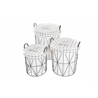 Linnenmand Set3 Rond Frame Met Stof 44xh52cm - 38xh44cm - 32xh34cm 