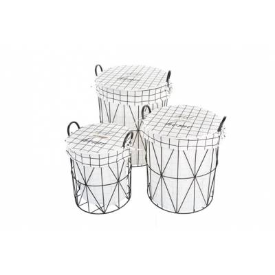 Linnenmand Set3 Rond Frame Met Stof 44xh52cm - 38xh44cm - 32xh34cm  Cosy @ Home