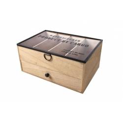 Cosy @ Home Ny Opbergbox  Natuur Hout 28x19xh13cmmet Glazen Deksel 