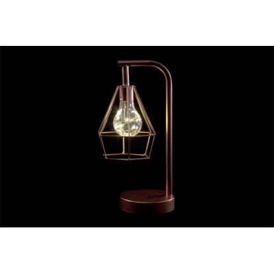 Lamp Koper Metaal 15,5x12,5xh30,5 Geomet Ric Led Excl.3xaaa Batt.  Cosy @ Home