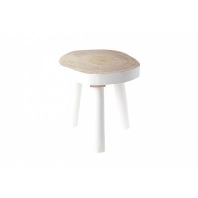 Table D'appoint Blanc Rond Bois 27x23xh2 6  Cosy @ Home