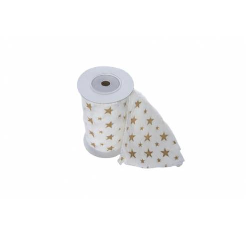 Etoffe Deco Blanc Textile L12 B200 With Golden Stars  Cosy @ Home