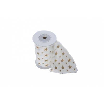 Etoffe Deco Blanc Textile L12 B200 With Golden Stars  Cosy @ Home