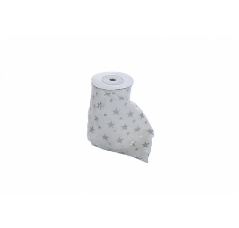 Etoffe Deco Blanc Textile L12 B200 With Silver Stars  Cosy @ Home