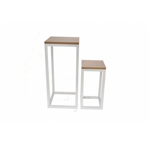 Table Set2 Blanc Carre Metal 20x20xh42cm 27x27xh61.5cm  Cosy @ Home
