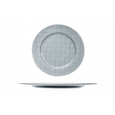 Bord Squares Zilver Rond 33x33xh2cm Kunststof  Cosy @ Home
