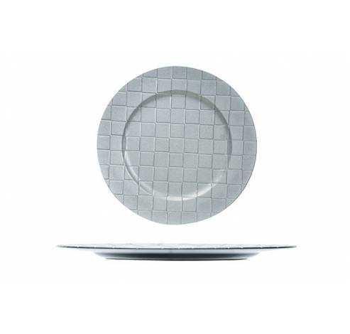 Bord Squares Zilver Rond 33x33xh2cm Kunststof  Cosy @ Home