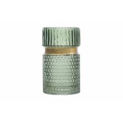 Cosy @ Home VAAS GROEN ROND GLAS 12X15XH0 GOLD STRIP 