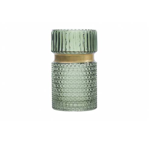 VAAS GROEN ROND GLAS 12X15XH0 GOLD STRIP  Cosy @ Home