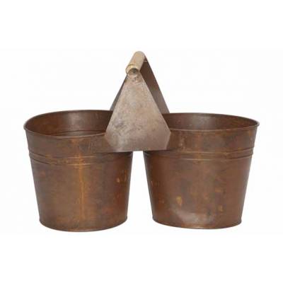 Pot Duo Rusty Rouille 26x13xh17cm Rond Z Inc  Cosy @ Home